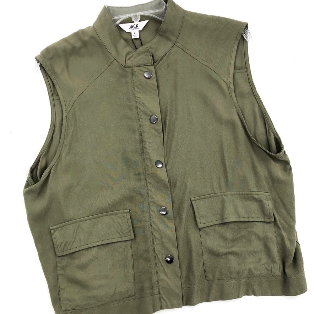 Olive Button Up Vest - Picture 2 of 4